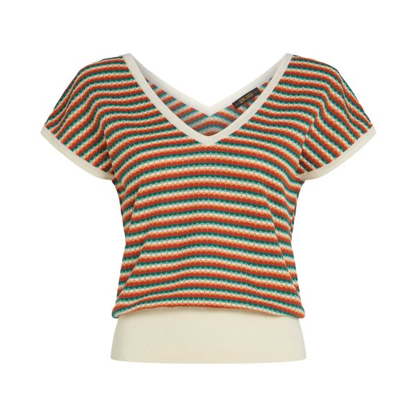 KING LOUIE - DOUBLE V TOP DIGA - DAMEN KURZARM OBERTEIL - ICE CREAM