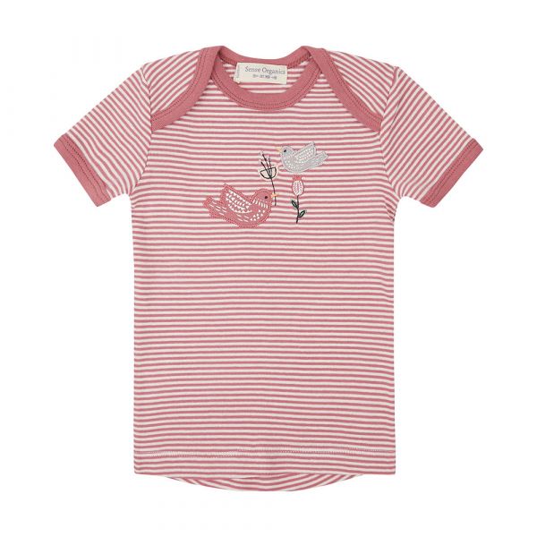 SENSE ORGANICS - TILLY BABY SHIRT - KURZARM OBERTEIL - FADED DENIM STRIPES/BALLOON