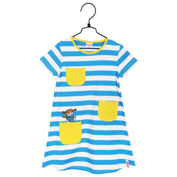 MARTINEX - PIPPI DRESS - KURZARM KLEID - BLUE/WHITE