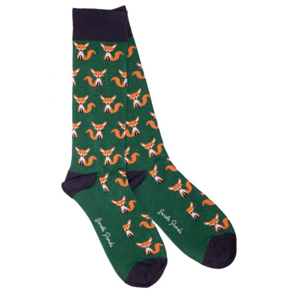 SWOLE PANDA - FOX SOCKS - HERREN SOCKEN MIT FÜCHSEN - GREEN