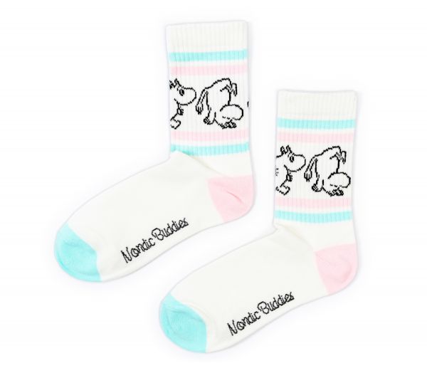 NORDIC BUDDIES - RETRO LADIES SOCKS - MOOMIN DAMEN SOCKEN - WHITE/MINT/LIGHT PINK