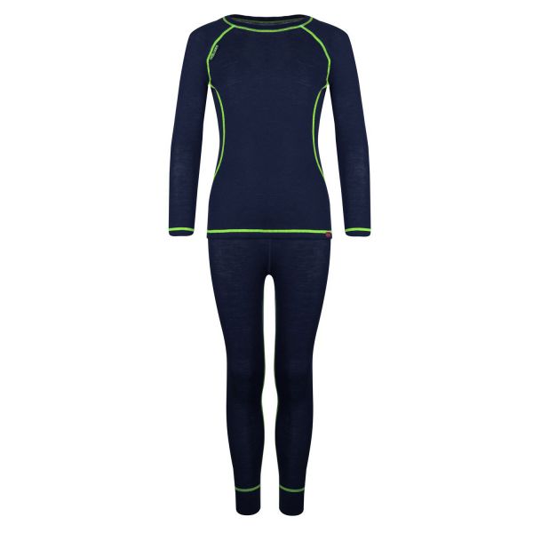 TROLLKIDS - KIDS MERINO BASELAYER SET - MERINO-UNTERWÄSCHE-SET - NAVY/VIPER GREEN