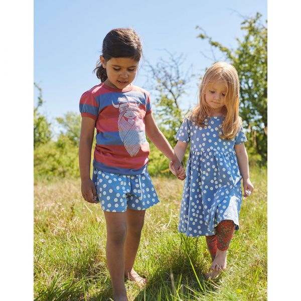 DANEFAE - ORGANIC - OYSTER SHORTS - KURZE MÄDCHEN HOSE - WATERBLUE/CHALK BIG FUNNY DOTS