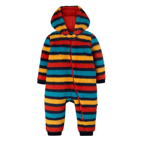 FRUGI - TED FLEECE SNUGGLE SUIT - WEICHER BABY OVERALL - RAINBOW STRIPE
