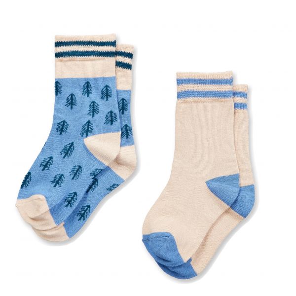 SENSE ORGANICS - LORIS - SOCKEN IM 2-ER PACK - STEEL BLUE+TREES/SAND