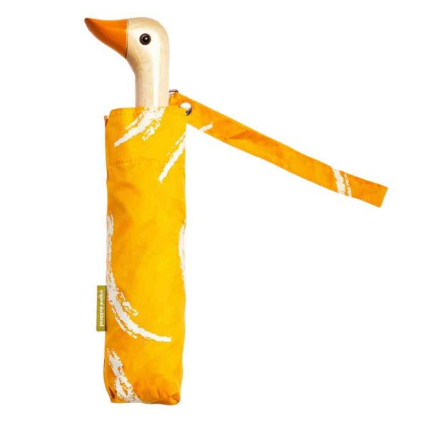 ORIGINAL DUCKHEAD - UMBRELLA - KOMPAKTER UMWELTFREUNDLICHER REGENSCHIRM MIT ENTENKOPF - SAFRAN BRUSH