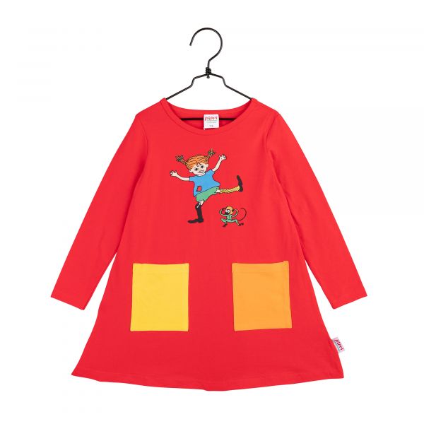 MARTINEX - HAPPY PIPPI DRESS - LANGARMKLEID - RED