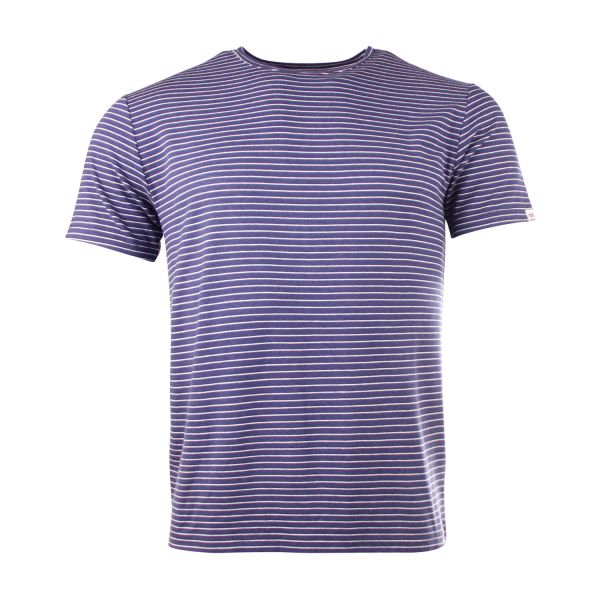MUNOMAN - T-SHIRT ARNO STRIPES - KURZARM HERREN OBERTEIL - MEDIVAL BLUE