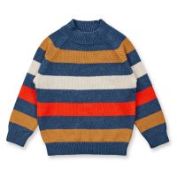 SENSE ORGANICS - EZRA - GESTREIFTER STRICKPULLOVER - BLUE-CAMEL/ ORANGE RED STRIPES SENSE ORGANICS - EZRA - GESTREIFTER STRICKPULLOVER - BLUE-CAMEL/ ORANGE RED STRIPES