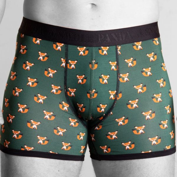 SWOLE PANDA - MR FOX BAMBOO BOXERS / BLACK BAND - HERREN UNTERHOSE - FÜCHSE - GREEN/BLACK