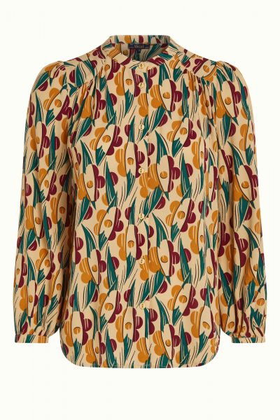 KING LOUIE - STELLA BLOUSE CILE - BAMEN BLUSE MIT STEHKRAGEN - PEBBLE