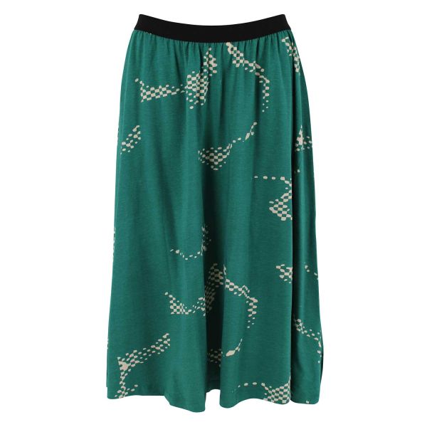 DANEFAE - DANECHICHI MODAL SKIRT - DAMEN ROCK - GREEN/LIGHT BEIGE TROPFUZZ