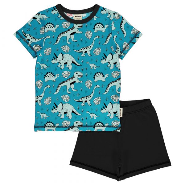 MEYADEY - PYJAMA SET SS - KURZER BIO SCHLAFANZUG - DINO FOREST