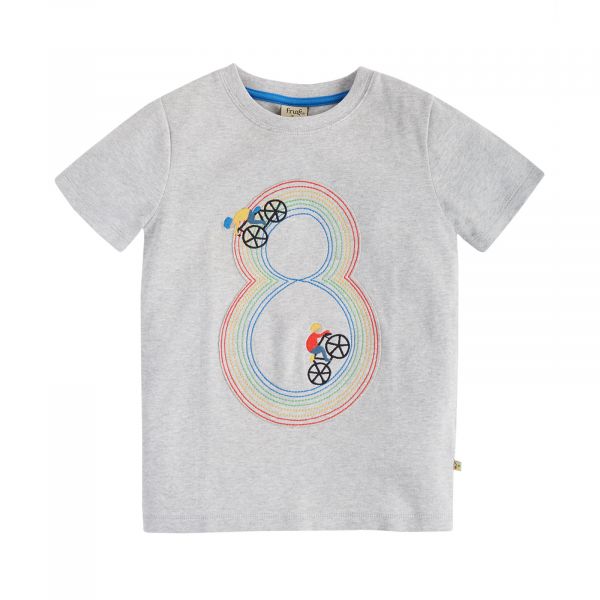 FRUGI - MAGIC NUMBER T-SHIRT - KURZARM GEBURTSTAGS T- SHIRT BIO - GREY MARL/BIKE TRACK 8 JAHRE