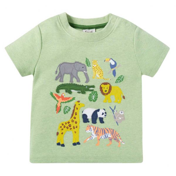 FRUGI - LITTLE CREATURE APPLIQUE T-SHIRT - KURZARM T- SHIRT MIT APPLIKATION - KIWI MARL/JUNGLE