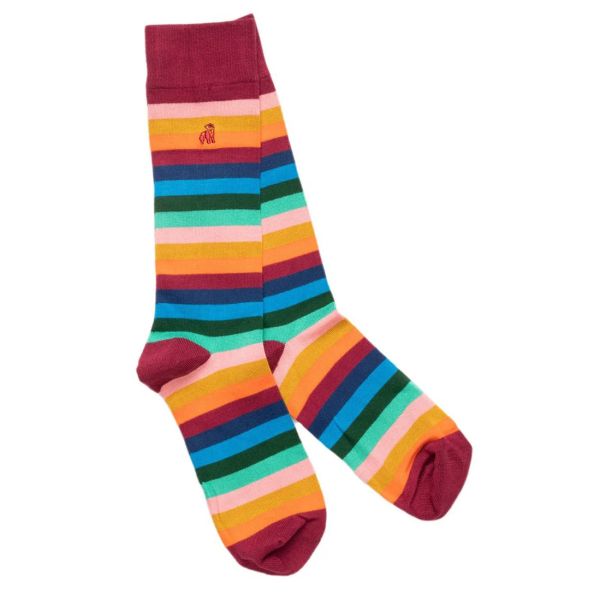SWOLE PANDA - MULTI FINE SRIPED BAMBOO SOCKS - DAMEN SOCKEN - 37/40