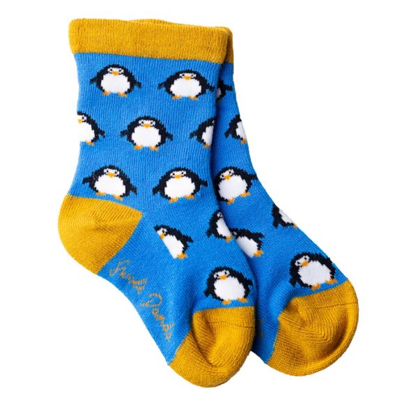SWOLE PANDA - PENGUIN BAMBOO SOCKS - KINDER SOCKEN MIT PINGUINEN - BLUE