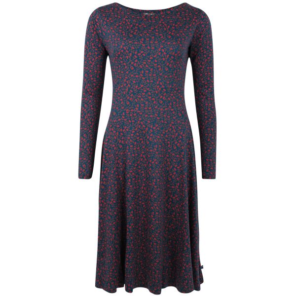 DANEFAE - ORGANIC DANESIGRID DRESS - DAMEN LANGARM KLEID - STONE BLUE FLEURIE