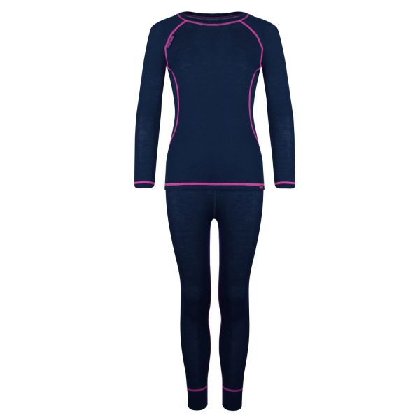 TROLLKLIDS - GIRLS MERINO BASELAYER SET - MERINO-UNTERWÄSCHE-SET - NAVY/MAGENTA