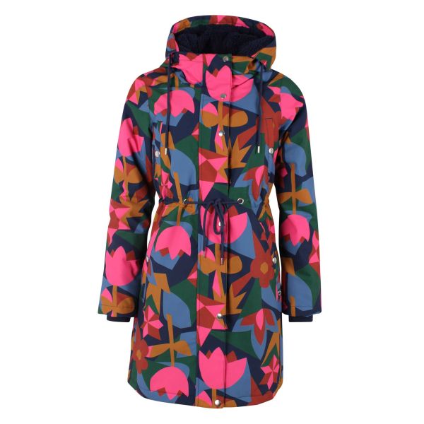 DANEFAE - DANENORA AOP WINTER PARKA - DAMEN WINTERMANTEL - DARK NAVY/SOFT CHERRY GEOFLEUR