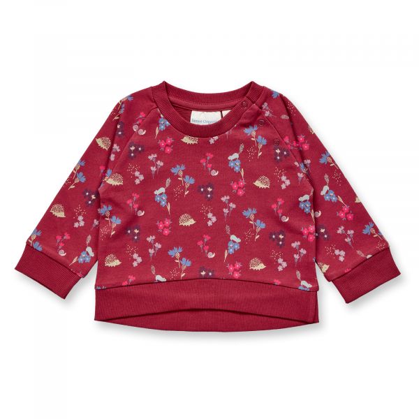 SENSE ORGANICS - DENA BABY SWEATER - PULLOVER - AOP HEDGEHOG FLORAL WINE RED