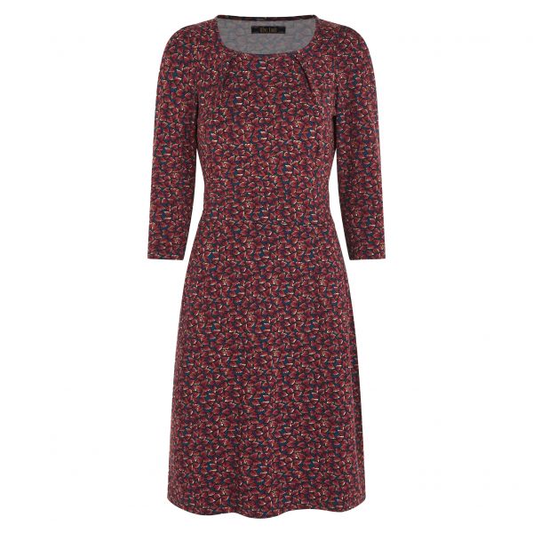 KING LOUIE - MONA DRESS AUTUMN - DAMEN KLEID MIT BLÄTTER PRINT - STORM BLUE