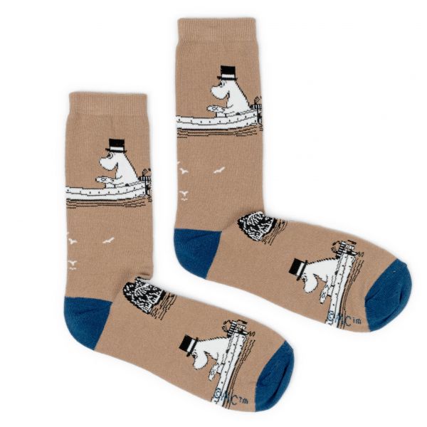 NORDIC BUDDIES - MOOMINPAPA MEN SOCKS - MOOMINTROLL BOATING BEIGE GRÖSSE 40-45