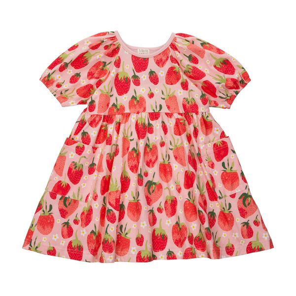 MARTINEX - FRAGOLA DRESS ROSE - KURZARM KLEID ERDBEERE - MIT TASCHEN