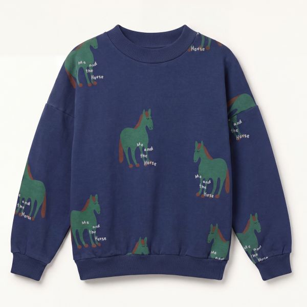 LÖTIEKIDS - SWEATSHIRT - PULLOVER - NAVY BLUE/HORSES ALLOVER