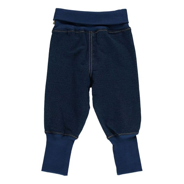 MAXOMORRA - PANTS RIB - BIO BABY KREMPELHOSE AUS WEICHEM SWEAT DENIM - INDIGO