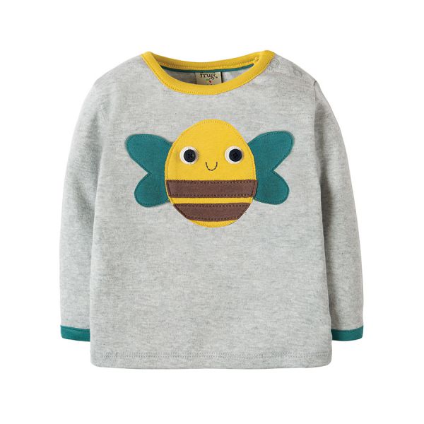 Button Off Applique Top - Shirt mit Wechselapplikation - Grey Marl/Farm Multi