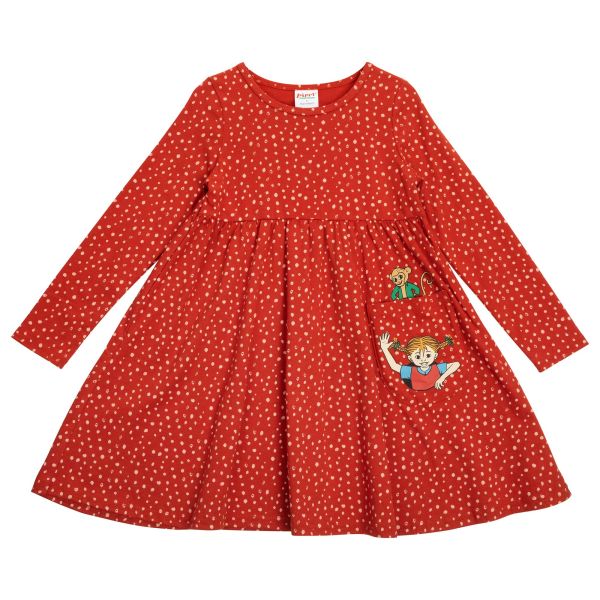 MARTINEX - SPECKLE DRESS - LANGARMKLEID - RED/ROSE