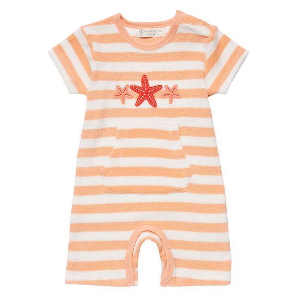 SENSE ORGANICS - MARTE - BABY ROMPER - BLUE STRIPES + WHALE