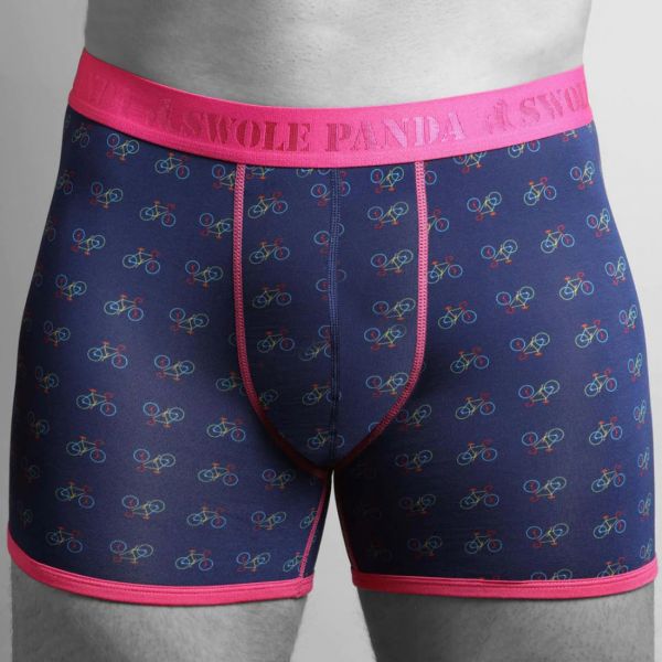SWOLE PANDA - BICYCLE BAMBOO BOXERS PINK BAND - HERREN UNTERHOSE - FAHRRAD - NAVY/PINK
