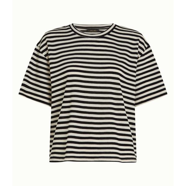 KING LOUIE - BOXY TOP CHOPITO STRIPE - DAMEN KURZARM OBERTEIL - BLACK