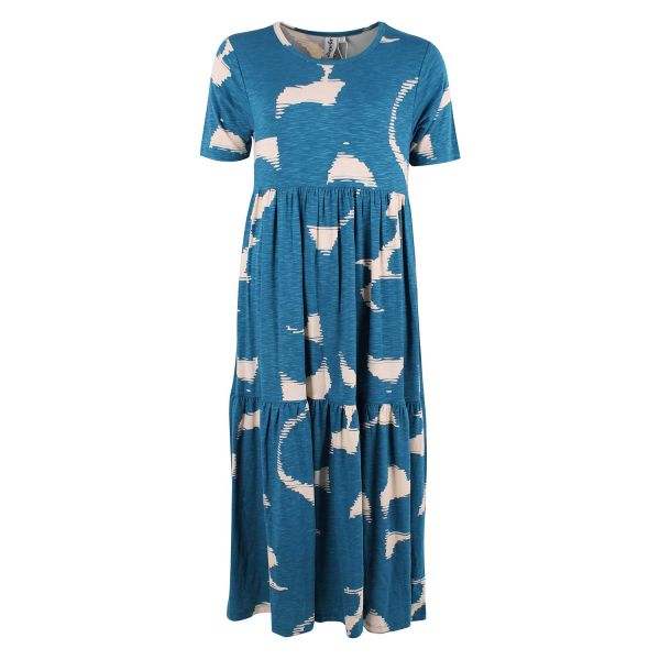 DANEFAE - DANEMARKISE SLUB DRESS - DAMEN SOMMERKLEID - WARM BLUE/LIGHT BEIGE TROPSTATIC