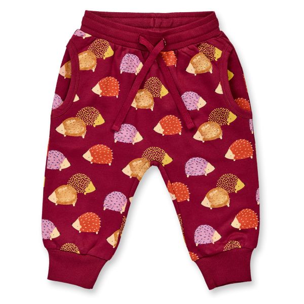 SENSE ORGANICS - NEVIN - BABY SWEAT HOSE - AOP HEDGEHOGS WINE RED