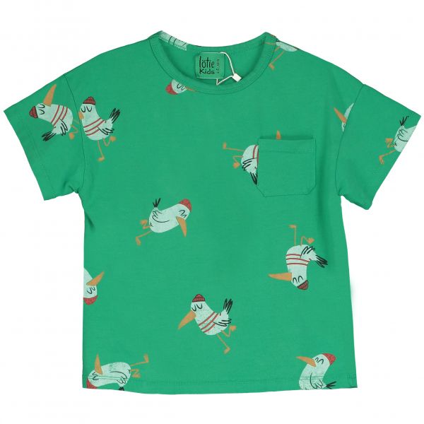 LÖTIEKIDS - T-SHIRT SHORT SLEEVE - KURZARM OBERTEIL - GREEN SEAGULLS ALL OVER