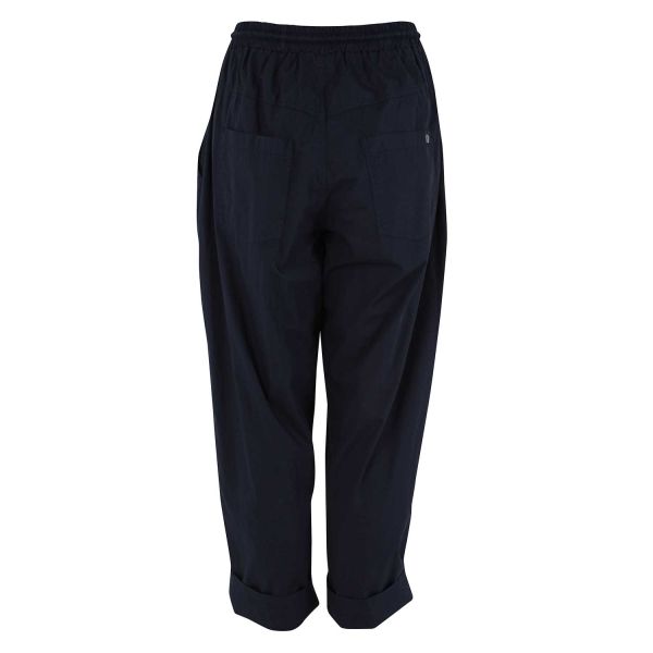 DANEFAE - DANEFUNT SMOOTH POPLIN PANTS - BEQUEME DAMEN HOSE - DARK NAVY
