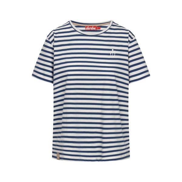 DERBE - ANKERSMILE_STRIPED - FRAUEN T-SHIRT - OFF WHITE/NAVY PEONY
