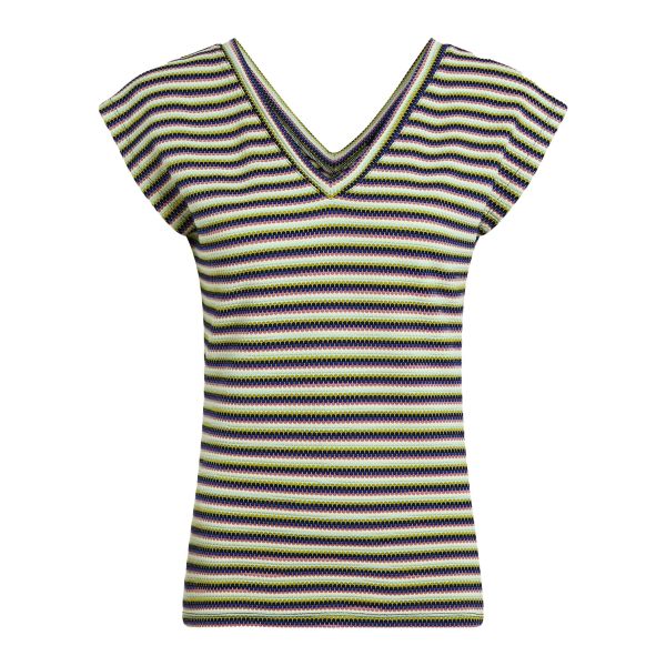 KING LOUIE - DOUBLE V TOP BEEBOP STRIPE - DAMEN KURZARM OBERTEIL - BLACK