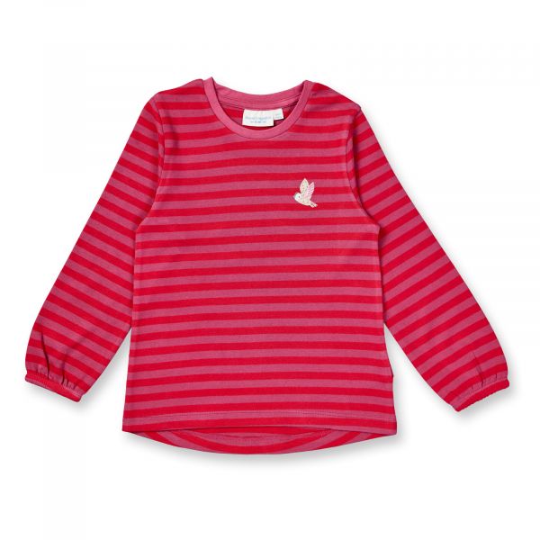 SENSE ORGANICS - NINA SHIRT - LANGARMSHIRT - RED-RASPBERRY STRIPES+OWL