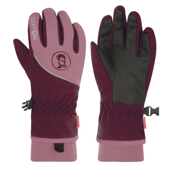 TROLLKIDS - KIDS TROLLTUNGA GLOVE - SOFTSHELL FINGERHANDSCHUH - maroon red/antique rose