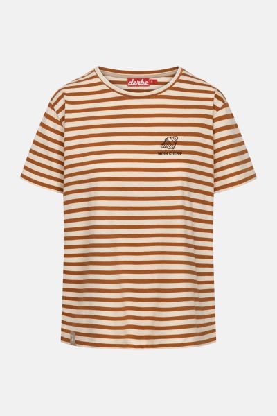 DERBE - FRANZ CHERIE_STRIPE - FRAUEN T-SHIRT - RAINY DAY/CARAMEL CAFÉ
