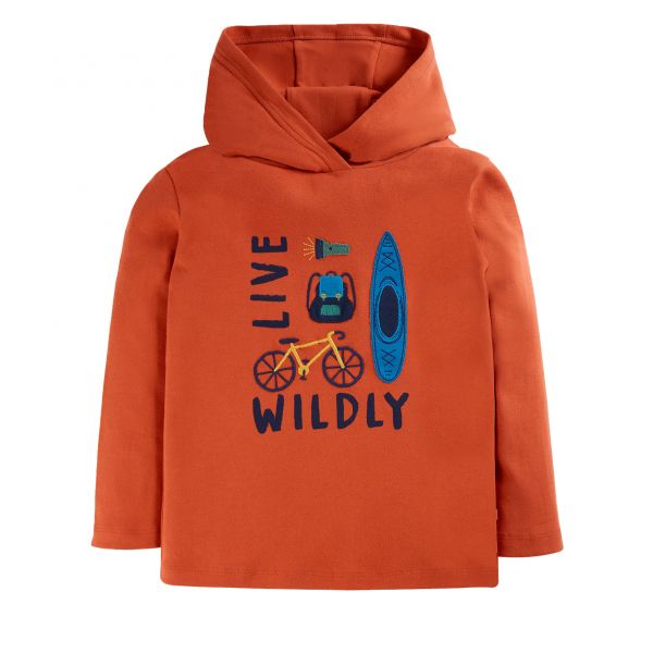 FRUGI - CAMPFIRE HOODED TOP - KAPUZENPULLOVER - PAPRIKA/LIVE WILDLY