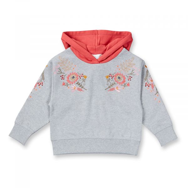 SENSE ORGANICS - DUANA - SWEAT- KAPUZEN PULLOVER - GREY MELANGE / PALE STRAWBERRY