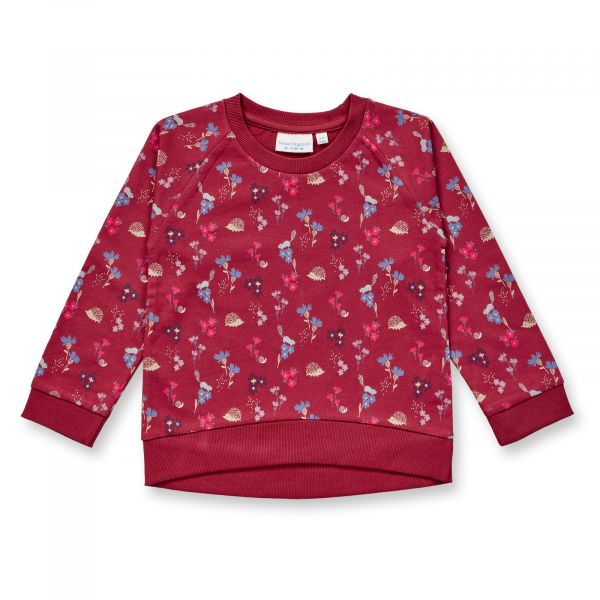 SENSE ORGANICS - DENA SWEATER - PULLOVER - AOP HEDGEHOG FLORAL WINE RED