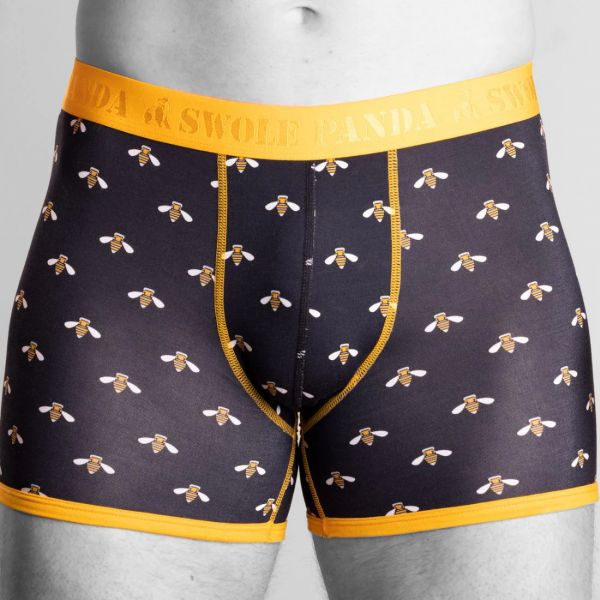 SWOLE PANDA - BUMBLEBEE BAMBOO BOXERS / YELLOW BAND - HERREN UNTERHOSE - BIENEN - BLACK/YELLOW