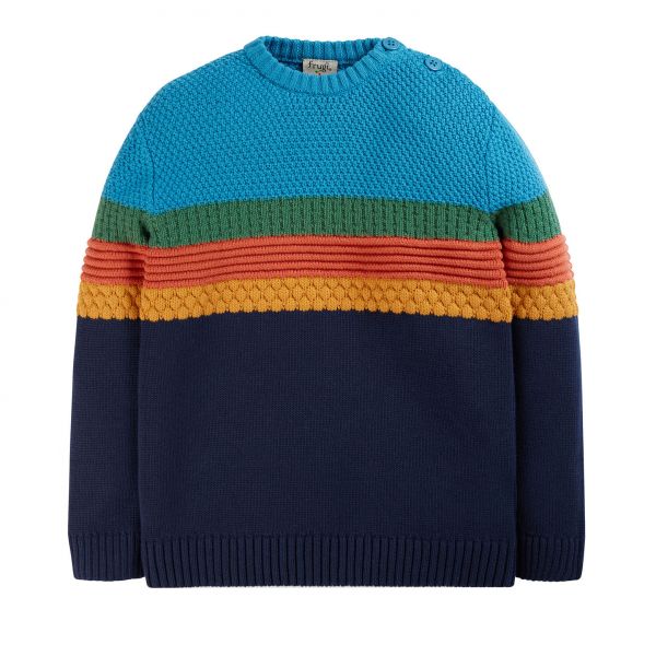 FRUGI - WILBUR KNIT JUMPER - GESTREIFTER STRICKPULLOVER - PAPRIKA STRIPE