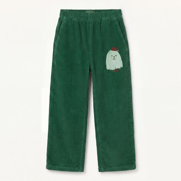 LÖTIEKIDS - CORDUROY CASUAL PANTS - KORDHOSE - GREEN/SMALL GOOD MONSTER